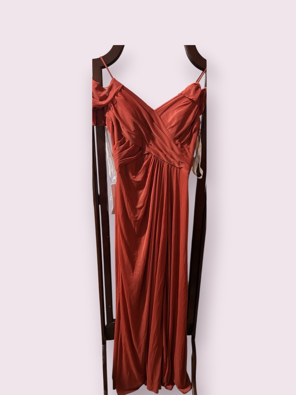 Azazie Terracotta One-Shoulder Spaghetti Strap Bridesmaid Dress